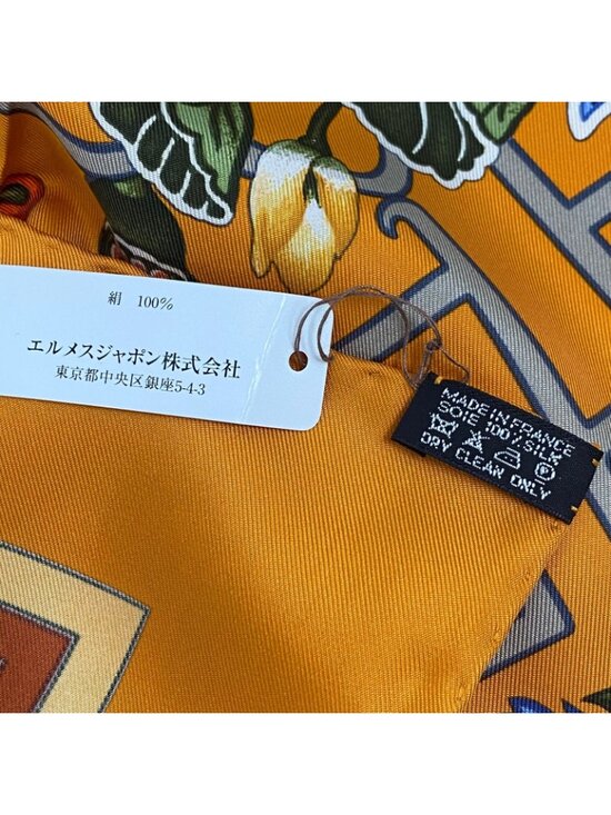 Hermes Scarf  Hermes Scarf Silk Carre 90 Turandot Natsunohidaka Orange Blue